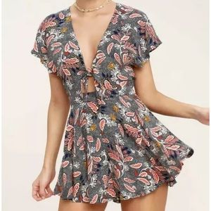 Lulus Navy with batik print  Romper Sm